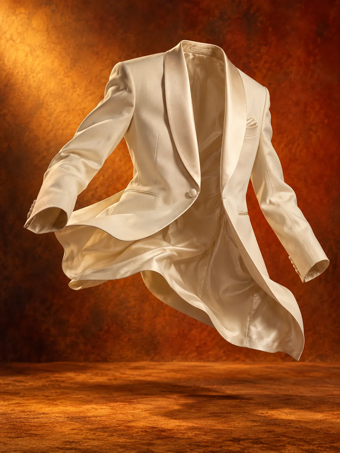 Ivory tuxedo jacket, close-up